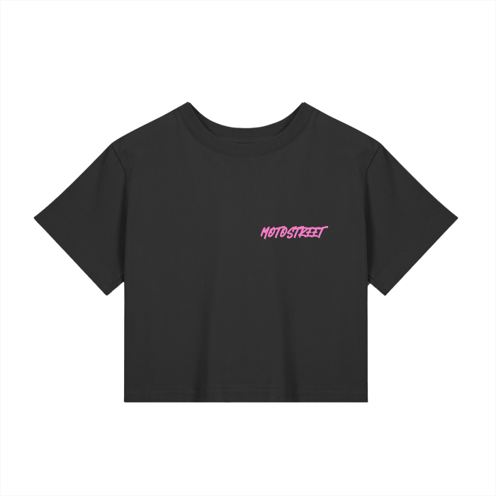 Women's MotoStreet All Gas Crop Top - great gift idea premium cotton, loose-fitting motorcycle-inspired streetwear for women, versatile and sleek design for the women motorcycle community