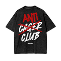 Oversized 'Anti Cager Club' Tee for Motorcycle & Streetwear Enthusiasts - Loose Fit with Wide Arm Holes, Drop Shoulder Design, Comfortable and Durable Biker T-Shirt Celebrating Riding Culture and motorcycle rider gift ideas.