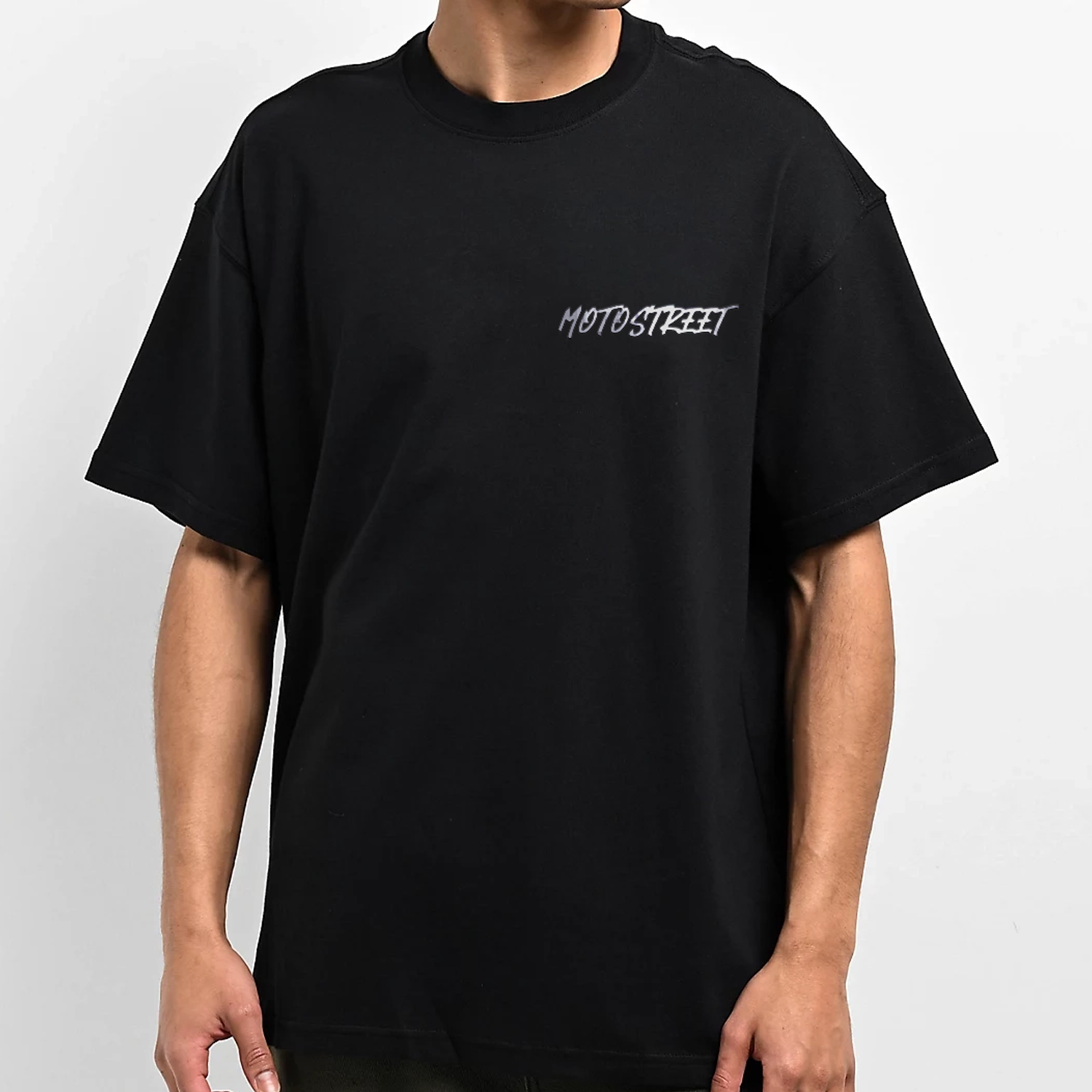 Oversized 'Powered by 2 Wheels & Tacos' Tee for Motorcycle & Streetwear Enthusiasts - Loose Fit with Wide Arm Holes, Drop Shoulder Design, Comfortable and Durable Biker T-Shirt Celebrating Riding Culture and motorcycle rider gift ideas.