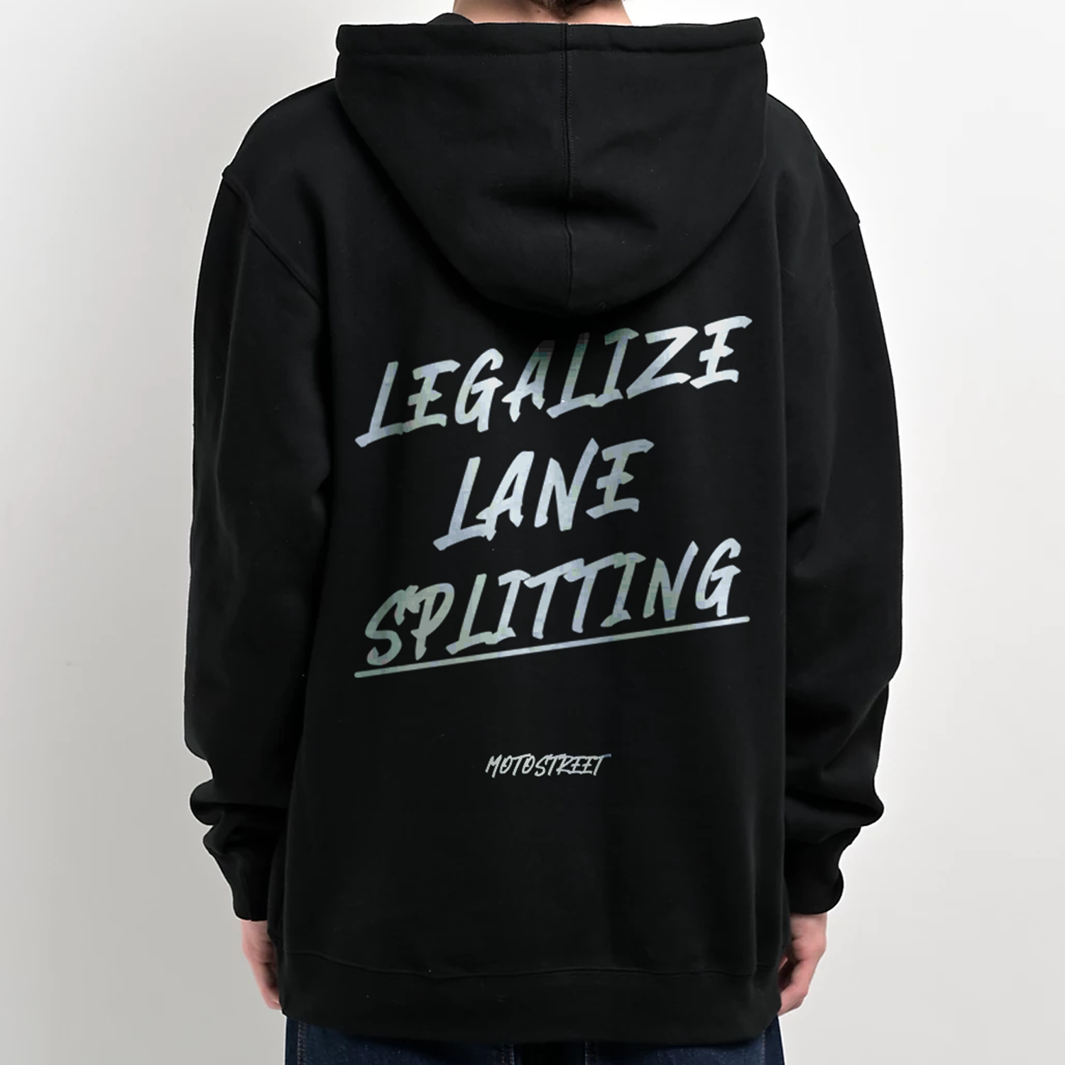 "Legalize Lane Splitting" Oversized motorcycle-inspired streetwear with heavyweight 450 gsm cotton, double-layered hood, drop shoulder fit, hidden pockets, and minimalist design for riders, streetwear enthusiasts and motorcycle rider gift ideas.