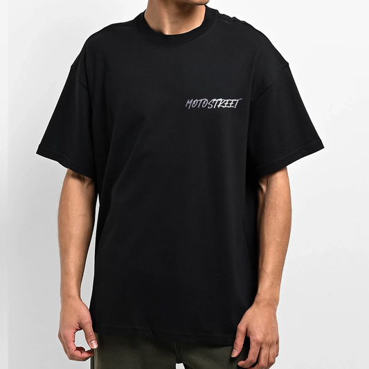 Oversized 'Throttle Therapy' Tee for Motorcycle & Streetwear Enthusiasts - Loose Fit with Wide Arm Holes, Drop Shoulder Design, Comfortable and Durable Biker T-Shirt Celebrating Riding Culture and motorcycle rider gift ideas.